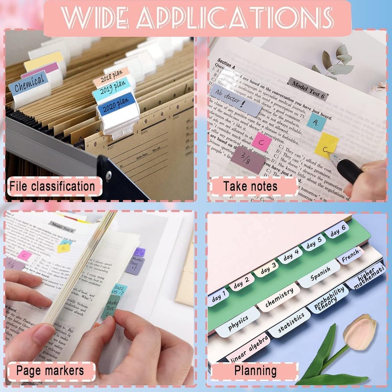 Potanro Sticky Book Tabs 360PCS Notebook Colorful Book Annotation Tabs Kit Writable Repositionable Color Page Markers Bible Tabs for Office Supplies - Image 4